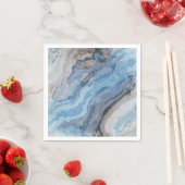 ブルーマーブル金ゴールドブラックかわいらしデコール スタンダードカクテルナプキン (インサイチュ)