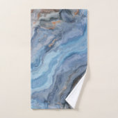 ブルーマーブル金ゴールドブラックかわいらしデコール バスタオルセット (ハンドタオル)