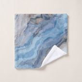 ブルーマーブル金ゴールドブラックかわいらしデコール バスタオルセット (ウォッシュタオル)