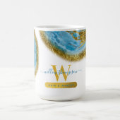 ブルーマーブル&ゴールドフォイルヘア&メイクアップ コーヒーマグカップ (中央)