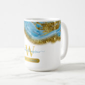 ブルーマーブル&ゴールドフォイルヘア&メイクアップ コーヒーマグカップ (正面右)