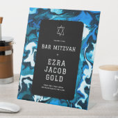 ブルーマーブル スターオブデイビッド オーダーメイド バー バット ミッツヴァ 台座サイン (インサイチュ)