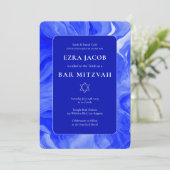 ブルーマーブル スターオブデイビッド オーダーメイド バー バット ミッツヴァ 招待状 (スタンド正面)
