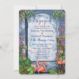 ブルーマーブル&ピンクフラミンゴ 招待状