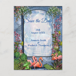 ブルーマーブル&ピンクフラミンゴ 案内ポストカード