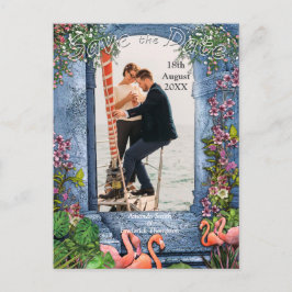 ブルーマーブル&ピンクフラミンゴ 案内ポストカード