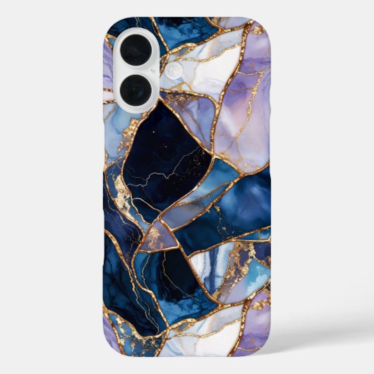 ブルーマーブル 携帯ケース ゴールド 抽象的 ラグジュアリー Case-Mate iPhoneケース (裏面)
