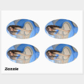 ブルーマーメイドのハート 楕円形シール (シート)