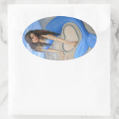 ブルーマーメイドのハート 楕円形シール (バッグ)