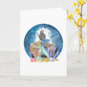 ブルーマーメイドウォーターカラーグリーティングカード カード (黄色い花)