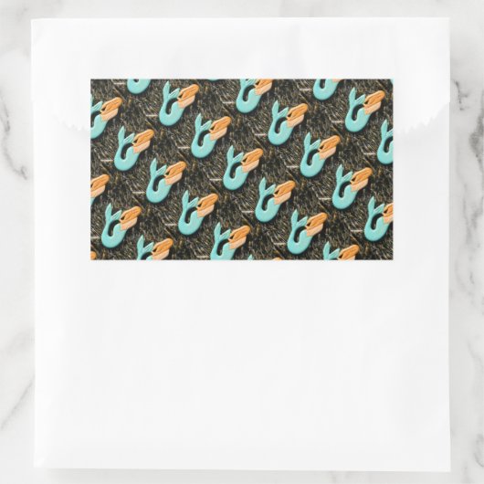 ブルーマーメイドシール 長方形シール (バッグ)