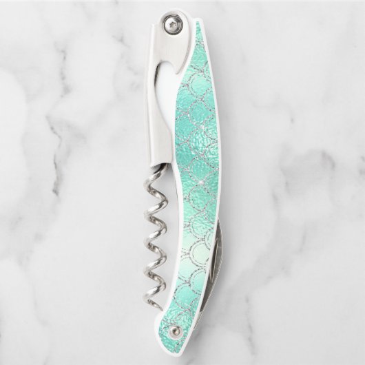 ブルーマーメイドスケールかわいらし虹色 ソムリエナイフ (正面)