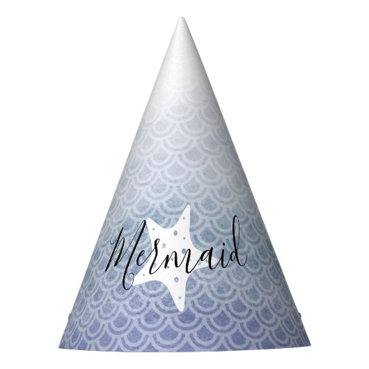 ブルーマーメイドスターフィッシュ誕生日パーティーハット パーティーハット (正面)