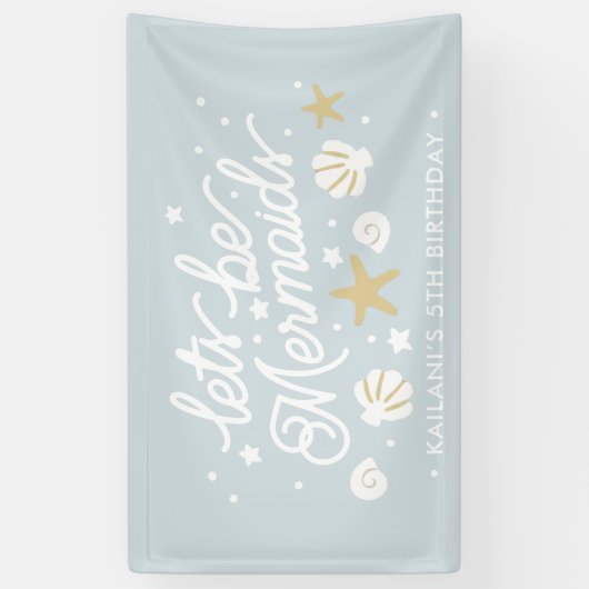 ブルーマーメイドパーティーガールズ誕生日 横断幕 (縦)
