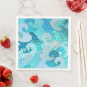 ブルーマーメイドフェイクグリッターシー – ティール（緑がかった色）金ゴールド海 (インサイチュ)