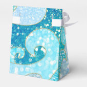 ブルーマーメイドフェイクグリッターシー – ティール(緑がかった色)金ゴールド海 フェイバーボックス (裏面サイド)