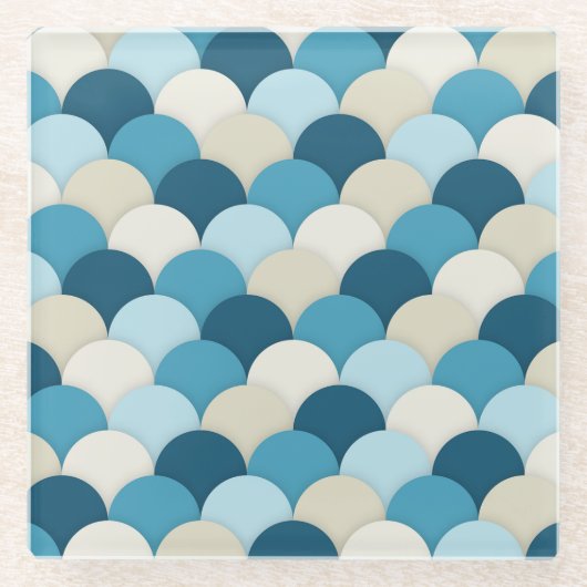 ブルーマーメイドホタテモダンロ型航海の ガラスコースター (正面)