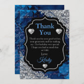 ブルーマーメイドレターズシルバーグリッターサンキュー サンキューカード (正面/裏面)