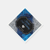 ブルーマーメイドレターズシルバーグリッター誕生日 スタンダードカクテルナプキン (角)