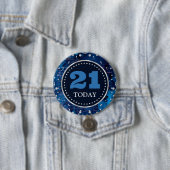 ブルーマーメイドレターパターン&グリッター誕生日 缶バッジ (インサイチュ)