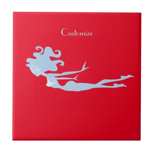 ブルーマーメイド泳ぐ人サンダー_コーブ タイル (正面)