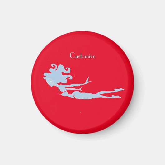 ブルーマーメイド泳ぐ人サンダー_コーブ マグネット (正面)