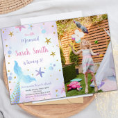 ブルーマーメイド誕生日招待状と写真 招待状