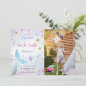 ブルーマーメイド誕生日招待状と写真 招待状 (スタンド正面)