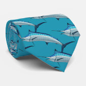 ブルーマーリンフィッシュパターンフィッシャーマンノベルティ ネクタイ (ロール)