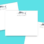 ブルーマーリンフィッシュ深いシーフィッシャーマン名前をカスタムする ノートカード