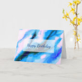 ブルーマーリーアウター空間抽象芸術ハッピーバースデー カード (黄色い花)