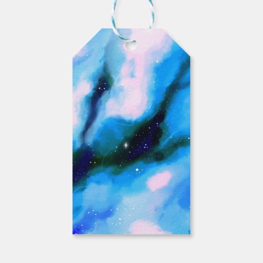 ブルーマーリーアウター空間抽象芸術ハッピーバースデー ギフトタグ (裏面)