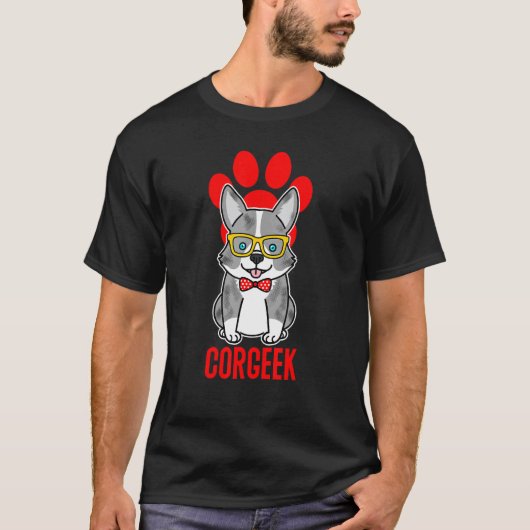 ブルーマールコーギー Corgeek グラフィック Tシャツ (正面)