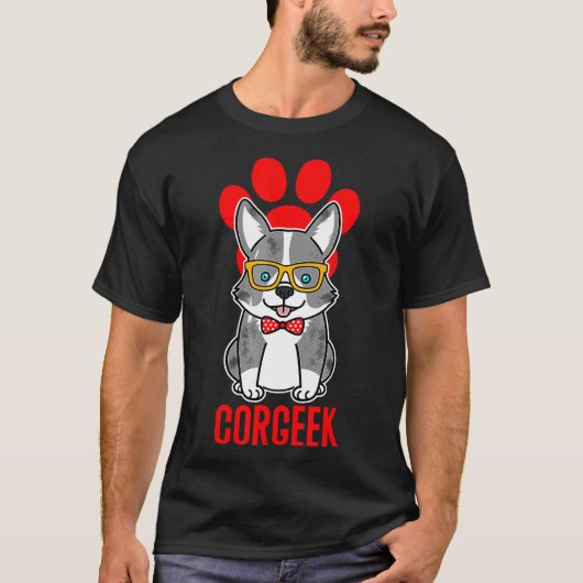 ブルーマールコーギー Corgeek グラフィック Tシャツ (正面)