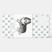 ブルーマールシェルティ + 足 + ドッグボーン + 名前 Case-Mate iPhoneケース (裏面 (横))