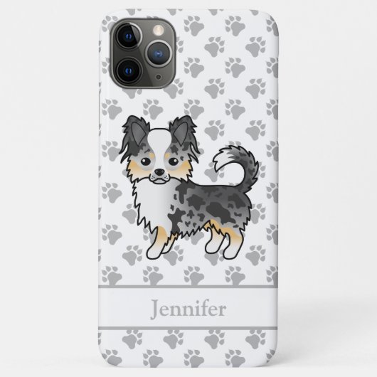 ブルーマールロングコートチワワのキャラクター犬+名前 Case-Mate iPhoneケース (裏面)