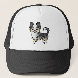 ブルーマールロングコートチワワ かわいいキャラクターデザイン キャップ