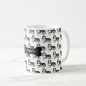 ブルーマール+シェルティ+犬の骨+名前 コーヒーマグカップ (正面右)