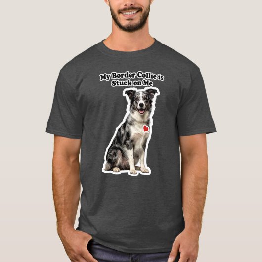 ブルーマール+ボーダーコリーがくっついて離れない Tシャツ (正面)