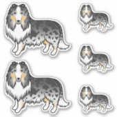 ブルーマール・ラフコリー かわいいキャラクター 犬 シール (正面)