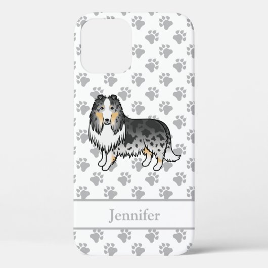 ブルーマール・ラフコリー かわいい カートゥーン 犬 + 名前 Case-Mate iPhoneケース (裏面)