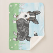 ブルーマーレカルディガンウェルシュコーギーフラワーズ シェルパブランケット (正面)