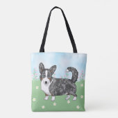 ブルーマーレカルディガンウェルシュコーギーフラワーズ トートバッグ (裏面)