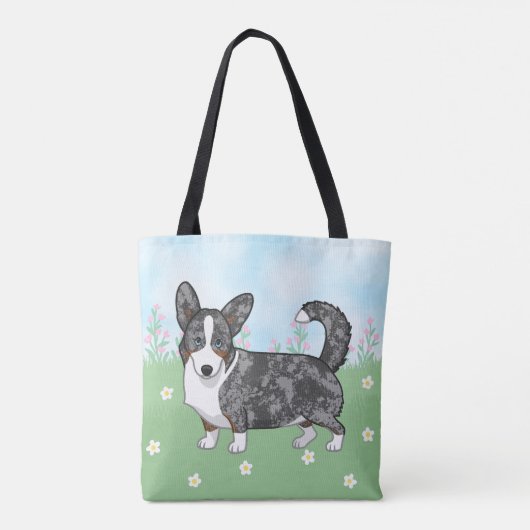 ブルーマーレカルディガンウェルシュコーギーフラワーズ トートバッグ (裏面)