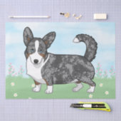 ブルーマーレカルディガンウェルシュコーギーフラワーズ 薄葉紙 (クラフト)