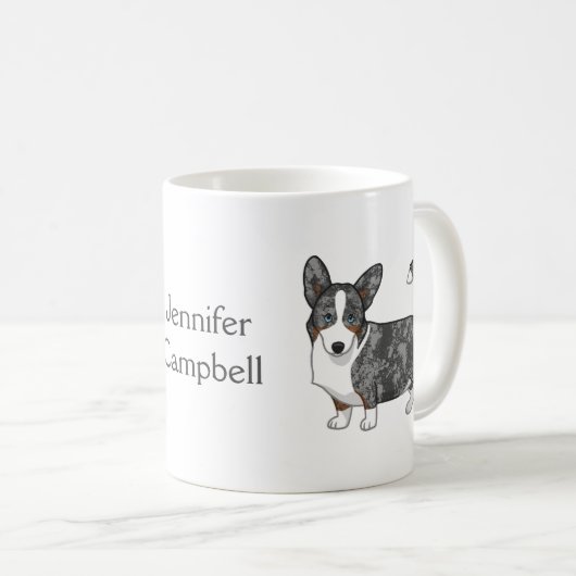 ブルーマーレカルディガンウェルシュコーギー愛犬家 コーヒーマグカップ (正面右)