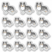 ブルーマーレシェットランドシェプドッグの漫画の犬 シール (正面)