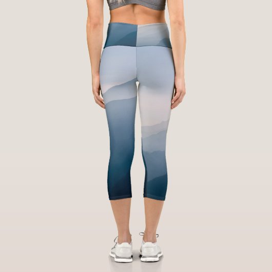 ブルーミスティ山脈抽象芸術ハイウェイストキャプリス カプリレギンス (裏面)