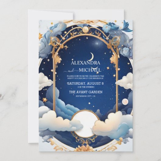 ブルーミッドサマーナイトドリームシナ結婚ーズ 招待状 (正面)