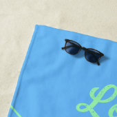 ブルーミッドセンチュリーグリーンレトロドットサマーラブ ビーチタオル (インサイチュ)